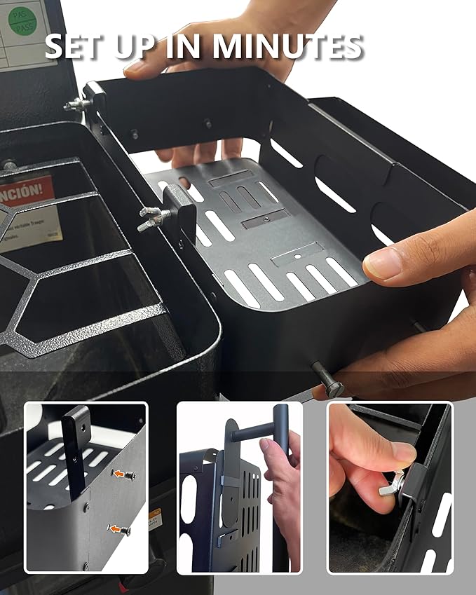 Storage Bin for Traeger Pellet Grill Caddy with Paper Towel Holder, Temperature Probe Box, and Hanging Hooks – Smoker Accessories for Traeger Pro Series 22/34, Ironwood 885/650, Pro 780/575, Pit Boss