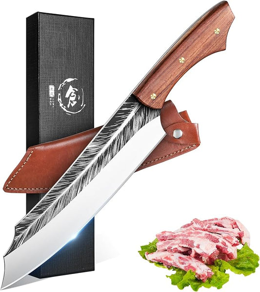 ROCOCO Feather Viking Boning Knife - Butcher Meat Cleaver Birthday Father Mother Christmas Gift Men 8.6"