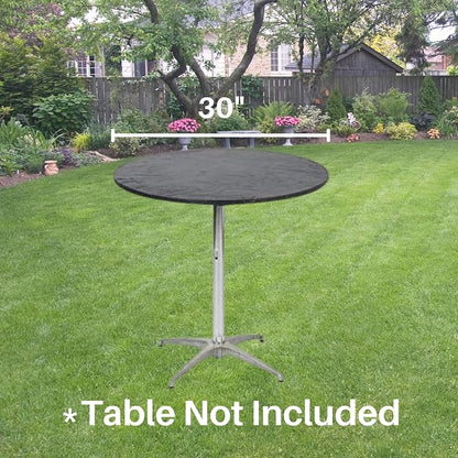 30" Round Fitted Plastic Table Covers, Bundle of 5 (Black)