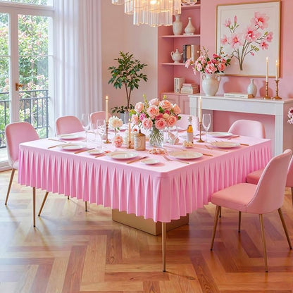 PARTISKY Baby Pink Spandex Square Tablecloths 54x54 Inch, Wrinkle Free Fitted Card Table Cloth Stretch Square Table Cover for Kitchen Dinner, Holiday Party, Wedding Banquet, Display Trade Show