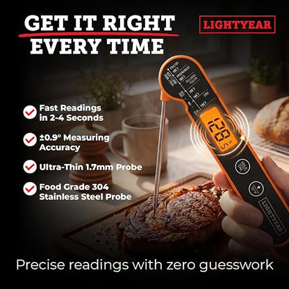 Lightyear Digital Meat Thermometer – Instant Read for Grilling | Cooking thermometer for meat, BBQ and grilling – grilling thermometer, food thermometer, waterproof meat temp probe