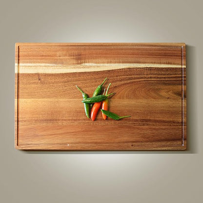 Acacia Cutting Board for Kitchen 19.7 x 12.2 Inch (ExtraThick 1.6") Non Toxic Wood Chopping Board for Meat, Cheese, Wooden Charcuterie Boards with Handle, Hardwood Butcher Block (Oil & Plate Included)