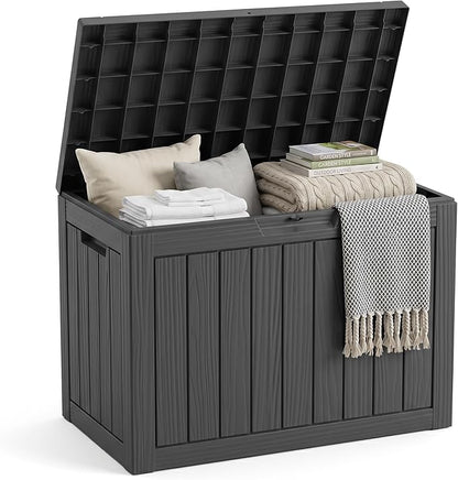 EasyUp 50 Gallon Outdoor Storage Box, Outdoor Deck Boxes for Garden Tools Equipment,Cushions and Patio Storage,Lockable and Resin,Easy to Install(Black)