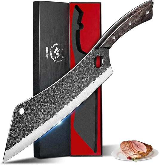 PURPLEBIRD Japanese Brisket Slicing Knife 11" - Butcher Knife for Meat Cutting Chopping, Heavy Duty Meat Knives Full Tang, Sharp BBQ Knives for Turkey Grilling Smoker, Ideal Gifts for Men Women