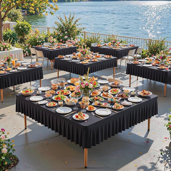 PARTISKY Black Spandex Square Tablecloths 60x60 Inch, Wrinkle Free Fitted Card Table Cloth Stretch Square Table Cover for Kitchen Dinner, Holiday Party, Wedding Banquet, Display Trade Show