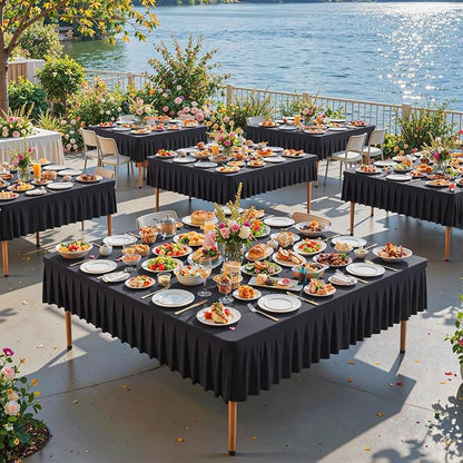 PARTISKY Black Spandex Square Tablecloths 60x60 Inch, Wrinkle Free Fitted Card Table Cloth Stretch Square Table Cover for Kitchen Dinner, Holiday Party, Wedding Banquet, Display Trade Show