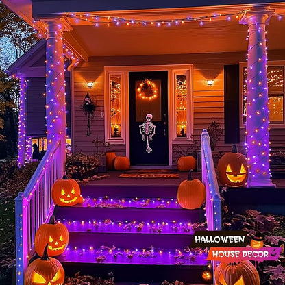 JMEXSUSS 500 LED Orange and Purple Halloween Lights with Remote | 173ft Halloween String Lights Outdoor Waterproof, 8 Modes Christmas Tree Light Plug in for Party House Indoor Decor