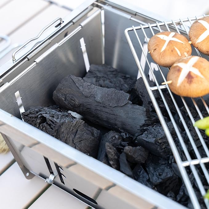 SENJYOS Folding Grill Barbecue Grill with Carrying Bag Outdoor Cooking Portable Charcoal Grill Tabletop Bbq Charcoal Grill for Party Camping Backyard Picnic.