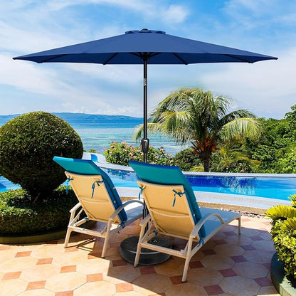 YSSOA 9' Patio Umbrella Outdoor Table Market Yard Umbrella with 8 Sturdy Ribs, Blue