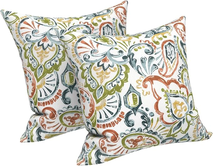 LVTXIII Outdoor Pillow Covers 20x20 Inch, 2 Pack Large Square Throw Pillow Cases, Fade-Resistant Cushion Covers for Patio Furniture Sofa, Garden Porch, Paisley Botanical