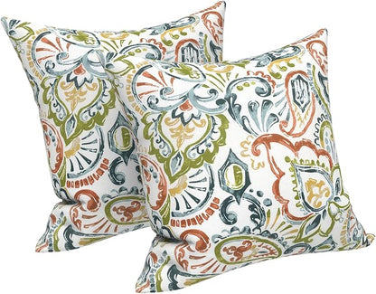 LVTXIII Outdoor Pillow Covers 20x20 Inch, 2 Pack Large Square Throw Pillow Cases, Fade-Resistant Cushion Covers for Patio Furniture Sofa, Garden Porch, Paisley Botanical