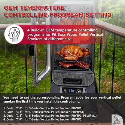 Digital Trapezoid Control Panel Kit Replacement for Pit Boss Copperhead Series 3/4/5/7 Wood Pellet Vertical Smoker,Come with 1 Ignitor,1 Grill Probe and 2 Meat Probes