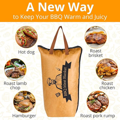 BBQ Blanket for Resting Meat – Insulated BBQ&Smoker Accessories for Smoking & Grilling, Reusable Barbecue Meat Resting Bag（Tub with Wide Mouth for Brisket, Beef, Pork & More (21in Size)