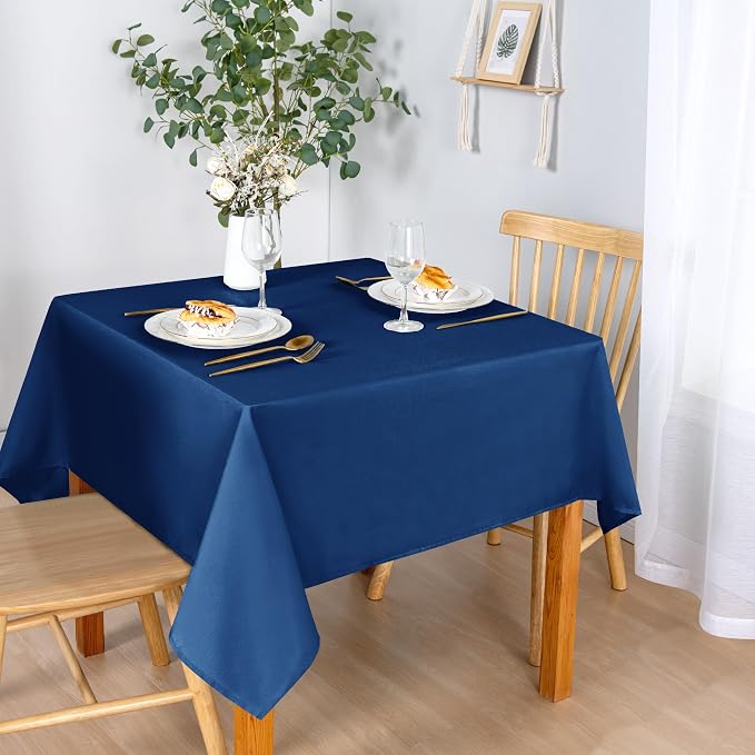 DWCN Blue Tablecloth - 54 x 54 Inch - Waterproof Stain and Wrinkle Resistant Washable Square Table Cloth, Decorative Fabric Table Cover for Kitchen Dining Room Party and Outdoor Use, Royal Blue