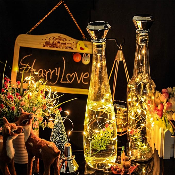 Bottle Lights Solar Wine Bottle Lights 10 Packs 20LED Outdoor Waterproof Fairy Light Strings for Recycling Wine Bottle Decoration