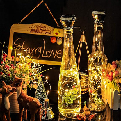 Bottle Lights Solar Wine Bottle Lights 10 Packs 20LED Outdoor Waterproof Fairy Light Strings for Recycling Wine Bottle Decoration