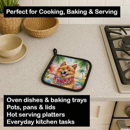 Caroline's Treasures Finnish Spitz Luau Pair of Pot Holders Kitchen Heat Resistant Pot Holders Sets Oven Hot Pads for Cooking Baking BBQ, 7 1/2 x 7 1/2