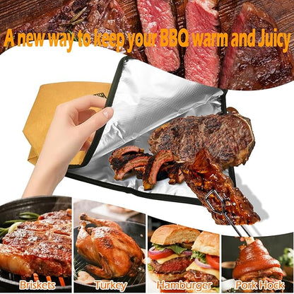 BBQ Blanket for Resting Meat Bag 21" Brisket Blanket Barbecue Tool Sets with Wide Mouth Large Beef Compatible Barbecue Smoker Accessories Grill Meat Insulated Reusable Resting Smoke Bag Cooking Gift