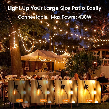 OHLUX Outdoor String Lights 220 Feet Patio Lights with 104 Edison LED G40 Globe Bulbs(4 Spares), 2200K Waterproof Connectable Edison Hanging Lighting for Backyard Balcony Outside Gazebo Party