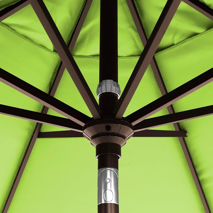California Umbrella 12-Year-Non-Fading, 9Ft Premium Sunbrella Patio Umbrella, Hand-Crank, Button-Tilt, Bronze Frame, Macaw Fabric