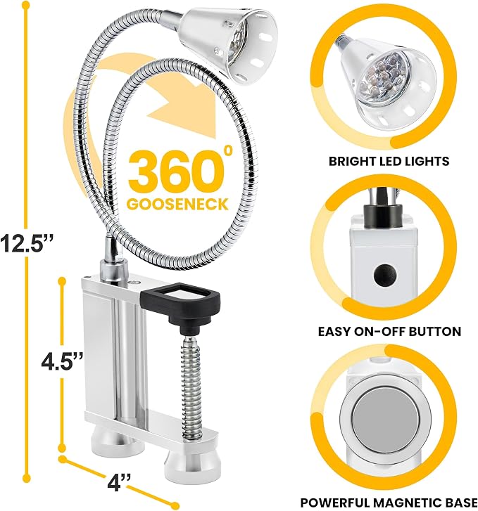 BBQ Grill Lights Magnetic Base Super-Bright LED Lights-360 Degree Flexible Gooseneck, Weather Resistant, Task Lighting Barbecue Grilling Gifts for Men Dad Husband (Silver, 2 Pack)
