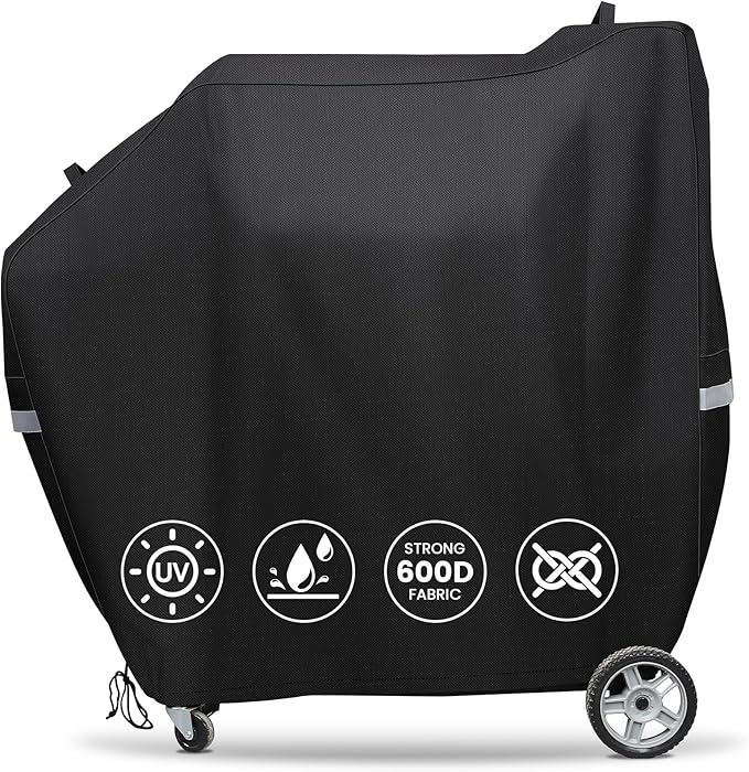 QuliMetal Smoker Cover for Masterbuilt Gravity Series 560, 800, 600, 900, Digital Charcoal Grill Cover, Compatible with MB20080220 & MB20040221, 600D Waterproof Material, Black
