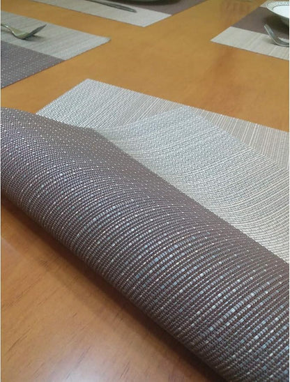 Zupro Placemats Set of 4 for Kitchen Dining Table Washable Braided Table Mats Heat-Resistant Placemats Non-Slip Woven PVC Vinyl Place Mats for Everyday use or Holidays Dinner 18"x12"(Coffee)