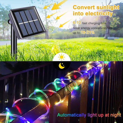 JMEXSUSS Trampoline Accessories 66ft 200 LED Trampoline Lights with 8 Modes | IP 65 Waterproof Solar Rope Lights Outdoor, Solar Patio Lights for Fence Garden Yard Backyard Tree Slide (Multicolor)