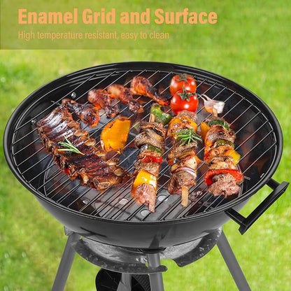 LEISURELIFE BBQ Grill with Wheels 18.5-Inch Portable Grills for Outdoor Patio Backyard Picnic Camping