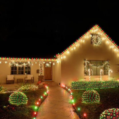 BlcTec Outdoor Christmas Lights 360 LED 9.8ft x 6.6ft Christmas Net Lights with 8 Modes, UL Certified, Timer, Connectable, Waterproof for Bushes, Shrubs, Yard Outdoor Xmas Decorations, Red Green