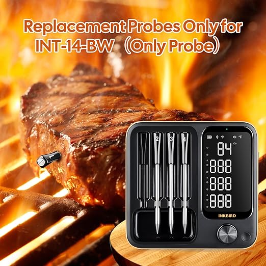 INKBIRD 14-BW Replacement Probe 4-Pack Kit，Only Compatible with 14-BW Wireless Meat Thermometer, IP67 Waterproof Probe for BBQ, Grill, Smoker, Oven, Rotisserie（Only Probes）
