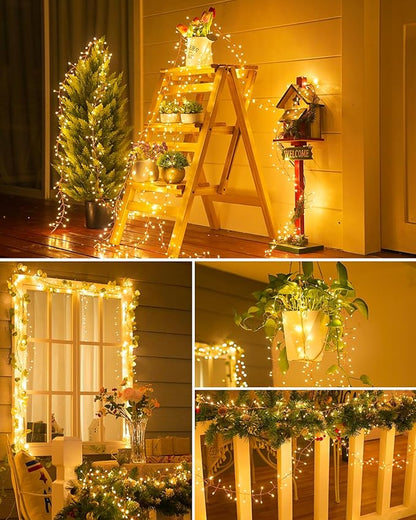 Brightown Solar String Lights for Outside, 19.6Ft 240 LED Solar String Lights Outdoor Waterproof, Solar Fairy Lights with 8 Modes for Patio Party Garden Yard Home, Warm White