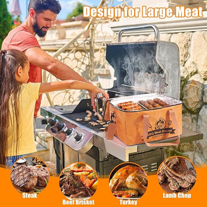 BBQ Blanket for Resting Meat, Meat Resting Bag for BBQ Grill & Smoking, Reusable 4-Layer Insulated Smoked Meat Resting Bag with Wide Mouth for Large Brisket/Beef/Pork Shoulders/Turkeys (15.7 Inch)