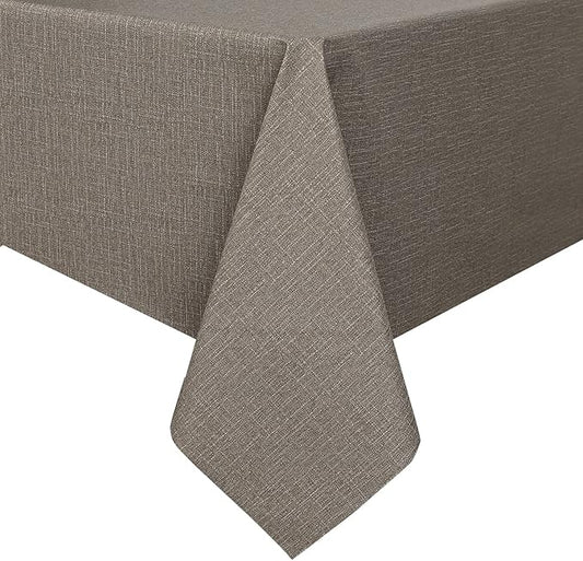 Romanstile 100% Waterproof PVC Tablecloth, Rectangle Oil Spill Proof Stain Resistant Vinyl Table Cloth, Wipe Clean Plastic Table Covers for Kitchen/Dining/Parties - 54 x 108 Inch, Brown