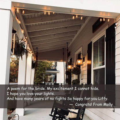 White Outdoor String Lights 200FT Lighting Waterproof for Patio Wedding | 2-Pack x 100FT Linkable White Cord Outdoor Lights,104 Plastic Dimmable LED Edison Bulbs for Party Porch Bistro Garden Gazebo