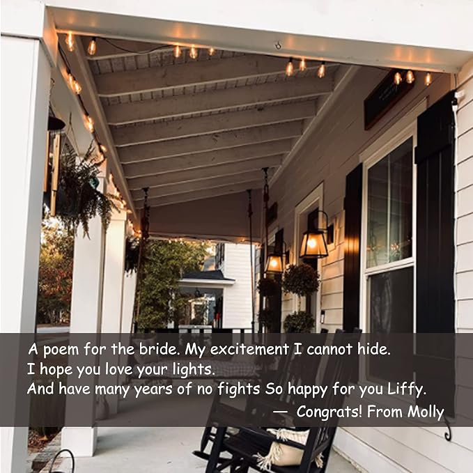 Outdoor String Lights White 50FT Waterproof Patio Lighting for Bistro Cafe | 50FT Connectable White Outdoor Lights, 27 Plastic Dimmable Edison Bulbs for Wedding Porch Garden Gazebo Balcony Deck Yard