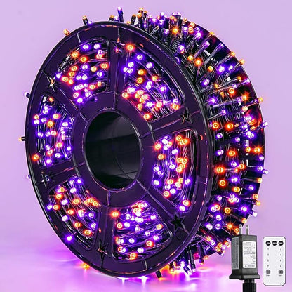 JMEXSUSS 800 LED Orange and Purple Halloween Lights Outdoor with 8 Modes | 272ft, Remote Control, Waterproof, Plug in Halloween String Lights, Halloween Tree Lights for Tree Party Halloween Decor