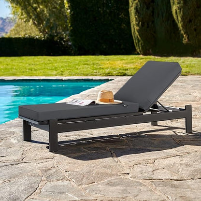 Favoyard Chaise Lounge Cushions Outdoor 72 x 21 x3 Inch Waterproof & 3-Year Fade Resistant Outdoor Lounge Chair Cushions with Removable Cover, Ties and Hidden Zipper for Patio Pool Lounge Chairs
