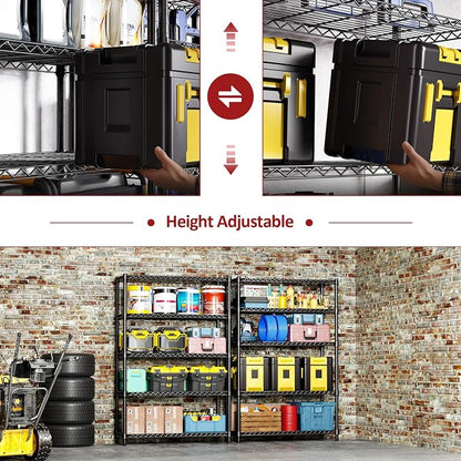 IZEUK 1750 LBS Garage Shelving Wide Storage Shelves Metal Shelves Heavy Duty Adjustable Utility Shelf Rack (Black, 5 Tier, 15.7" D x 45.3" W x 70.9" H)
