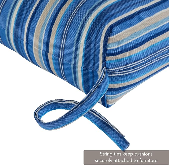 Greendale Home Fashions Outdoor 44 x 22-inch High Back Chair Cushion, Set of 2, Steel Blue Stripe 2 Count