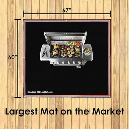 Fire Pit Mat & Grill Pad — 67"×60" XL Fireproof Deck Protector, Triple-Layer Silicone + Fiberglass, for Outdoor Firepit, BBQ, Patio & Lawn
