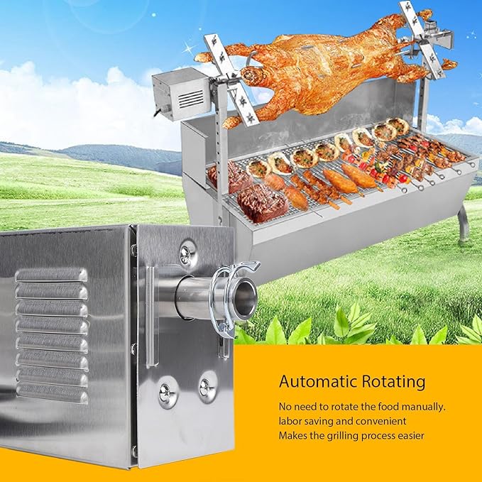 Yosoo Electric Rotisserie Motor, Stainless Steel 45W Grill Electric Rotisserie Motor for Pig Goat Chicken Roaster BBQ 45W Grill Motor Grill Electric Replacement Rotisserie Motor Grill Rotisseries