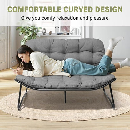 Crestlive Products Outdoor Couch，Patio Loveseat with Soft Cushions All Weather Patio Furniture for Porch/Balcony/Yard (2PC Dark Gray)