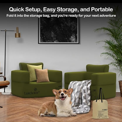 Inflatable Couch with Built-in Rechargeable Pump 2 Mins Air Sofa Camping | Inflatable Sofa Premium Oxford Cloth Camping Couch Portable Blow Up Couch for Outdoor Travel Home Guests Backyard Patio