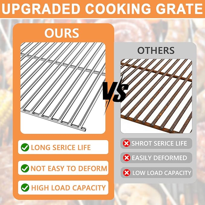 7638 7639 Grill Grates for Weber Spirit 2 Grill Parts GS4 Spirit II/I 300 SER,Spirit 700,Webber Spirit 400(2025 Y) Replacement for Weber Genesis Gold/Silver B/C, 7856 7860, Stainless Steel Accessories