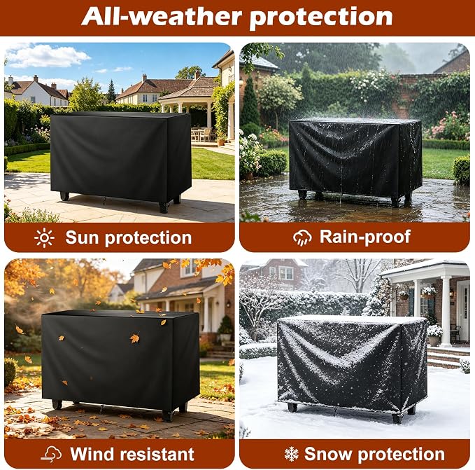 Grill Cart Cover,52 inch Waterproof Outdoor Prep Table Cover All-Weather Protection Tool Box Cover for Outdoor Kitchen Island & Storage Cabinet, Dust-Resistant, Rip-Resistant