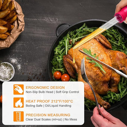 Boao 14 Pcs Heat-resistant Turkey Baster Cooking Set Includes 8 Pcs 11 Inch Large Syringe Turkey Baster, 2 Basting Brush, 4 Cleaning Brush, Meat, Food Injector for Poultry, Beef,Chicken(Vibrant Color)