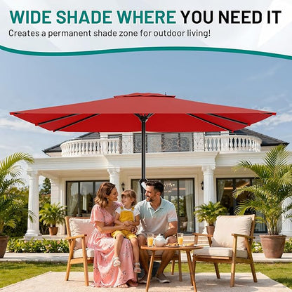 AreShark 8' x 10' Rectangle Patio Umbrellas for Outdoor, Outdoor Table Umbrella, Large Outdoor Patio Umbrellas with 8 Sturdy Ribs for Pool, Garden, Market (Red)