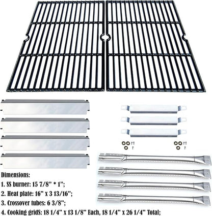 Parts Kit DG167 Replacement for Charbroil Commercial Gas Grill 463268606,463268007 Grill Repair Kit (SS Burner + SS Carry-Over Tubes +SS Heat Plate + Porcelain Cast Iron Cooking Grid)