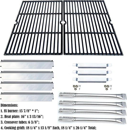 Parts Kit DG167 Replacement for Charbroil Commercial Gas Grill 463268606,463268007 Grill Repair Kit (SS Burner + SS Carry-Over Tubes +SS Heat Plate + Porcelain Cast Iron Cooking Grid)